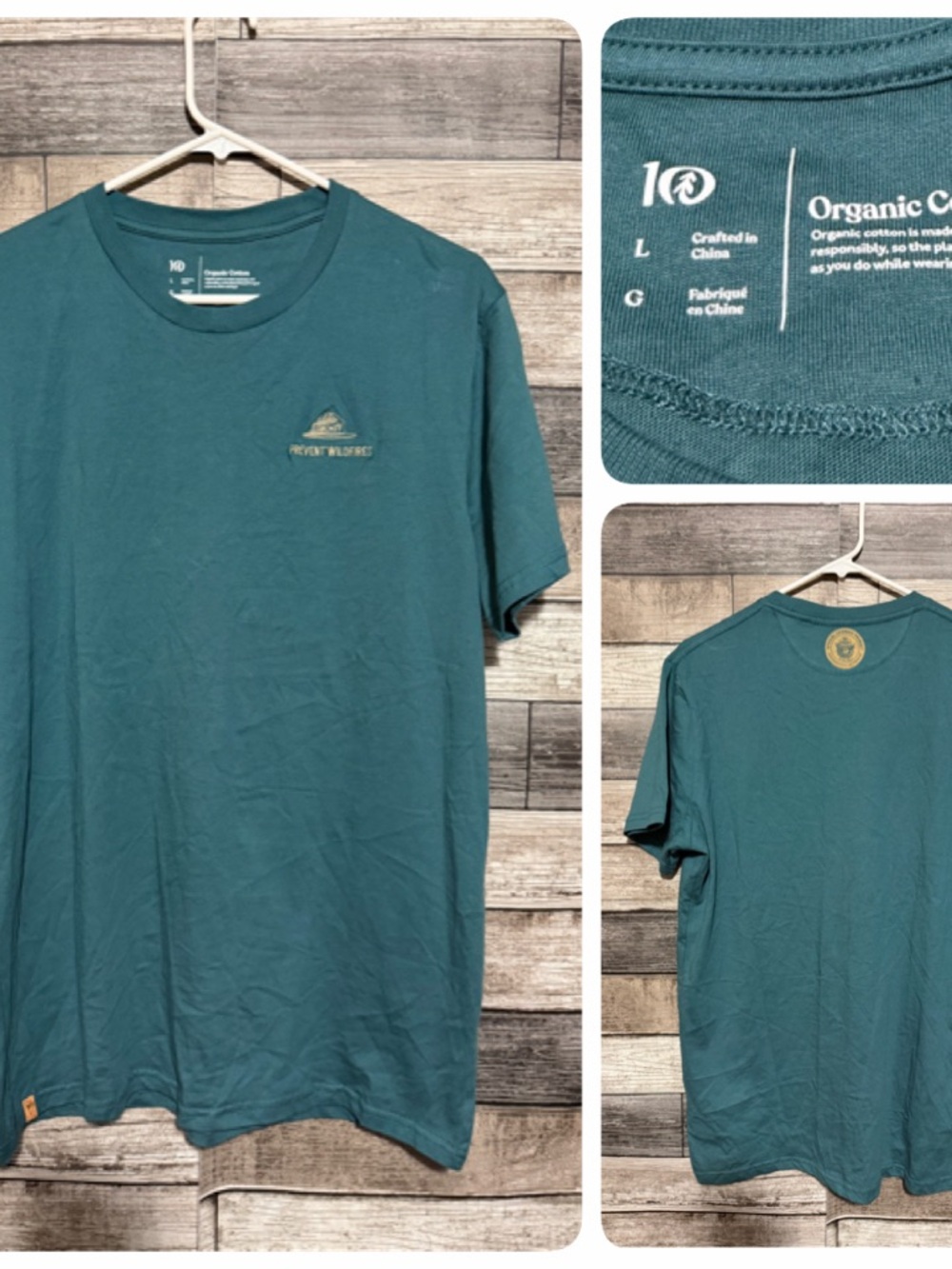 10.Deep Smokey The Bear T Shirt Men’s L Blue Green Crewneck Organic
